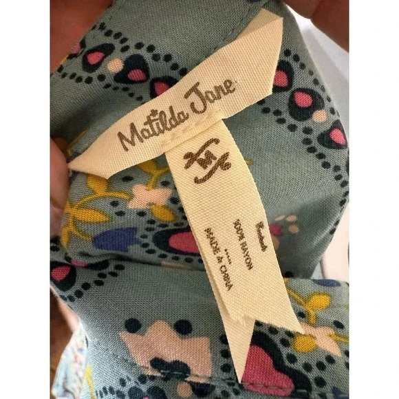 Matilda Jane Green Floral Plaid 3/4 Sleeve  button down shirt Medium - Picture 4 of 7